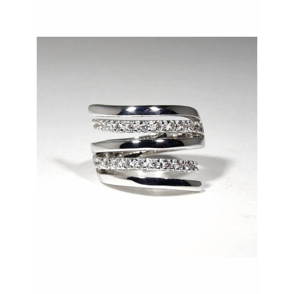 NEW FAIRE swirl cubic zirconia ring in silver - Picture 1 of 3